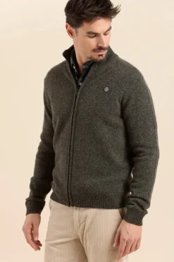 Homme Mat de Misaine Cardigan zippé avec laine moulinée TANDEM