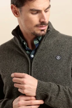 Homme Mat de Misaine Cardigan zippé avec laine moulinée TANDEM