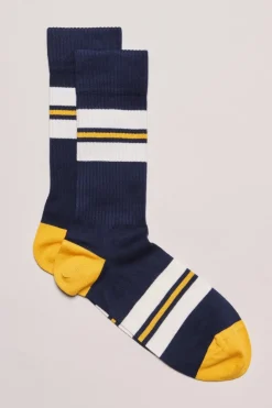Homme Mat de Misaine Chaussettes rayées en coton egyptien
