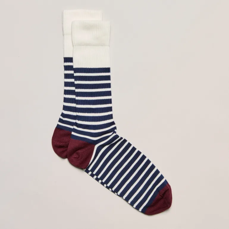 Homme Mat de Misaine Chaussettes rayées en fil égyptien