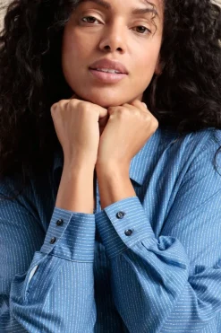 Femme Mat de Misaine chemise rayée CAMBO en crêpe de coton