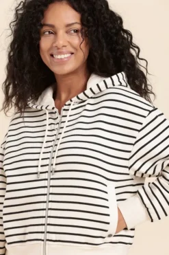 Femme Mat de Misaine Gilet zippé rayé à capuche MAEL