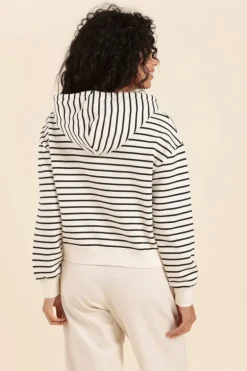 Femme Mat de Misaine Gilet zippé rayé à capuche MAEL