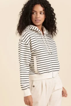 Femme Mat de Misaine Gilet zippé rayé à capuche MAEL