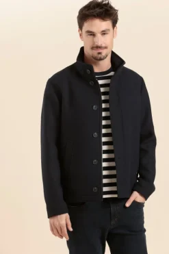 Homme Mat de Misaine manteau court BARNES en drap de laine