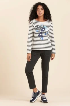 Femme Mat de Misaine mariniere avec serigraphie fleurs bleues