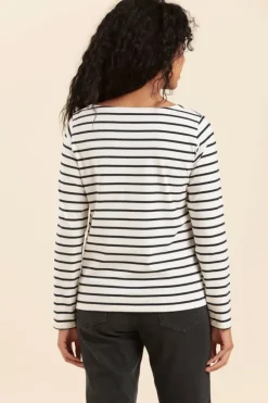 Femme Mat de Misaine mariniere avec serigraphie fleurs bleues