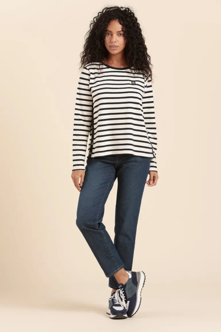 Femme Mat de Misaine Marinière MYRA avec bande boutonnée côtés en coton bio