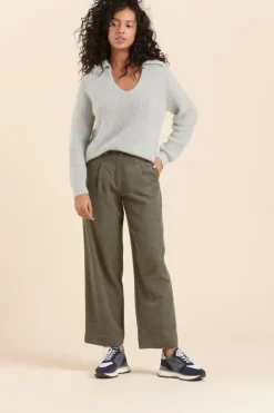 Femme Mat de Misaine pantalon large POUPE en flanelle