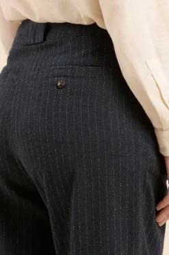 Femme Mat de Misaine pantalon POULIE en flanelle fines rayures