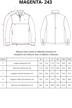 Homme Mat de Misaine polo MAGENTA avec détails rayés