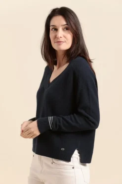 Femme Mat de Misaine pull col V TORINO en laine