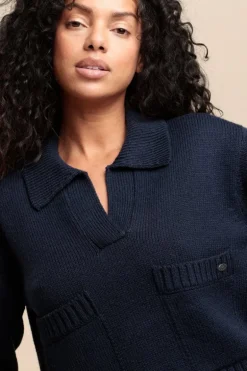 Femme Mat de Misaine pull col vareuse TRAPANI avec poches laine