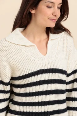 Femme Mat de Misaine pull rayé col vareuse TANGUY