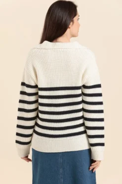 Femme Mat de Misaine pull rayé col vareuse TANGUY