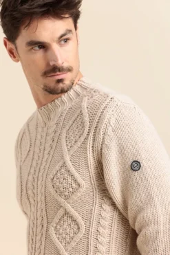 Homme Mat de Misaine pull torsadé col rond TORPILLE