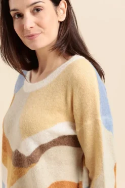 Femme Mat de Misaine pull TRACADIE motif camouflage en laine