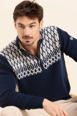 Homme Mat de Misaine pull TREG motif jacquard homme laine
