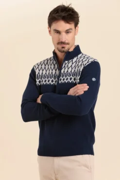 Homme Mat de Misaine pull TREG motif jacquard homme laine