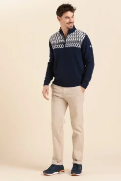 Homme Mat de Misaine pull TREG motif jacquard homme laine